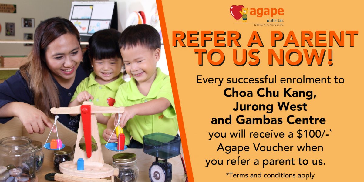 Refer A Parent To Us and get a $100 Agape Voucher | Skoolopedia
